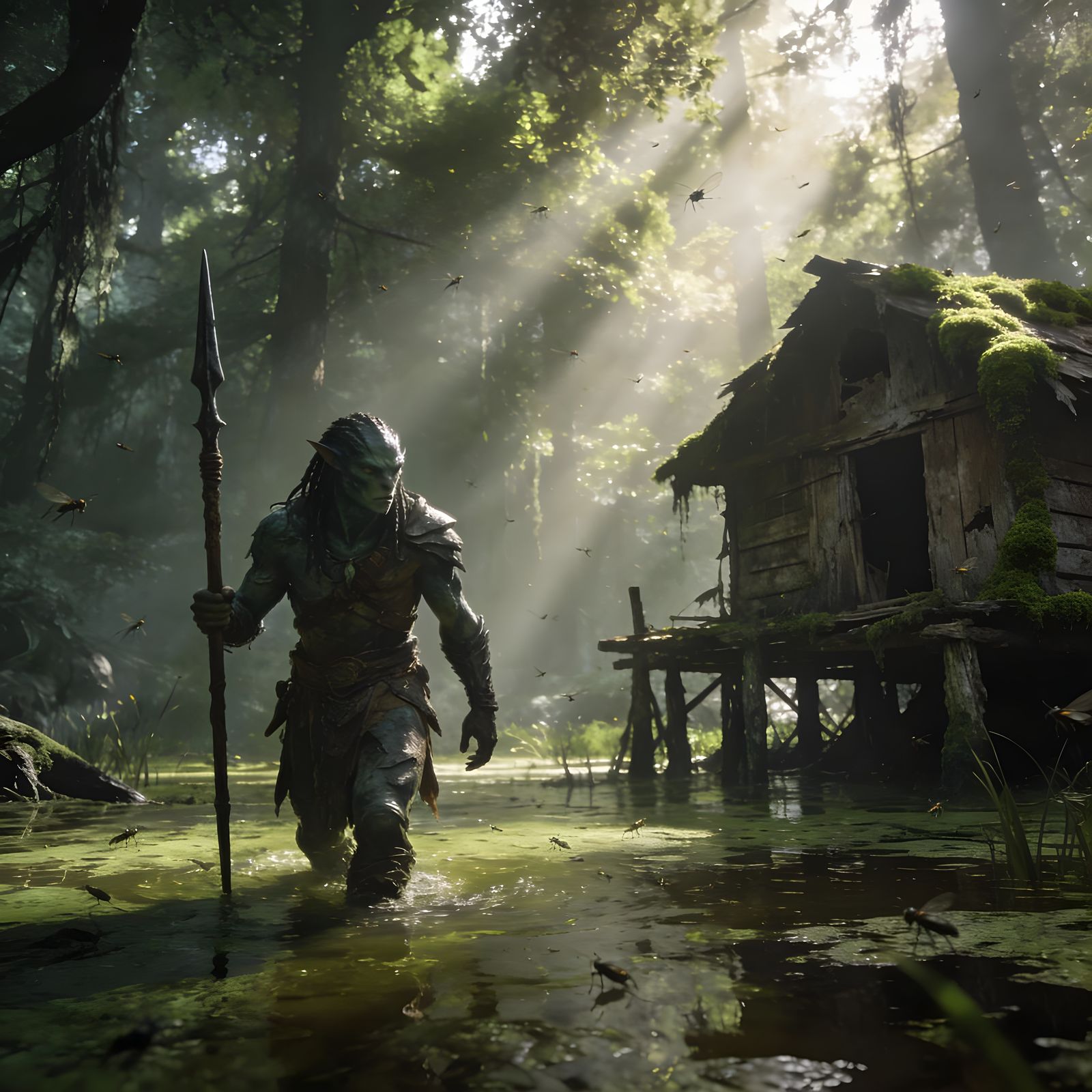 Cautious Argonian Explorer in Black Marsh Swamp