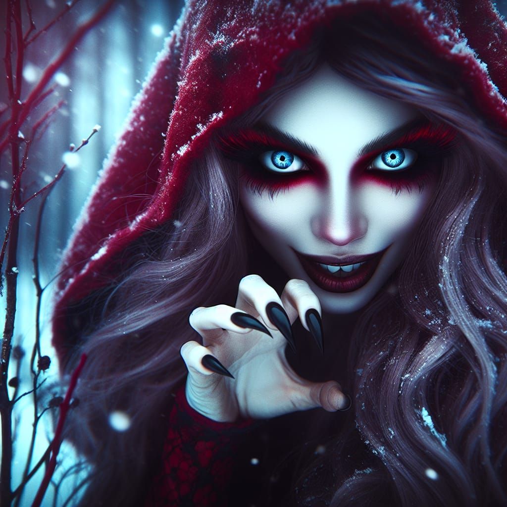 Deranged Red Riding Hood Stalks Her Prey