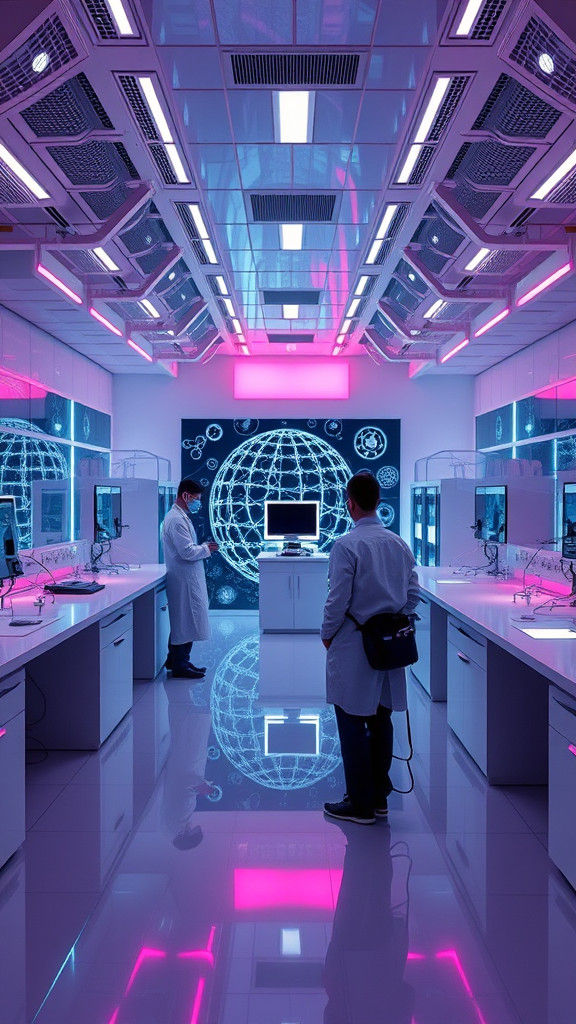Futuristic Quantum Medical Lab in Organic-Tech Fusion