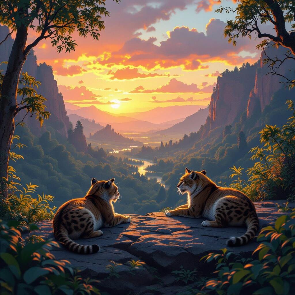 Saber-Toothed Cats Overlook Prehistoric Valley in Cinematic ...