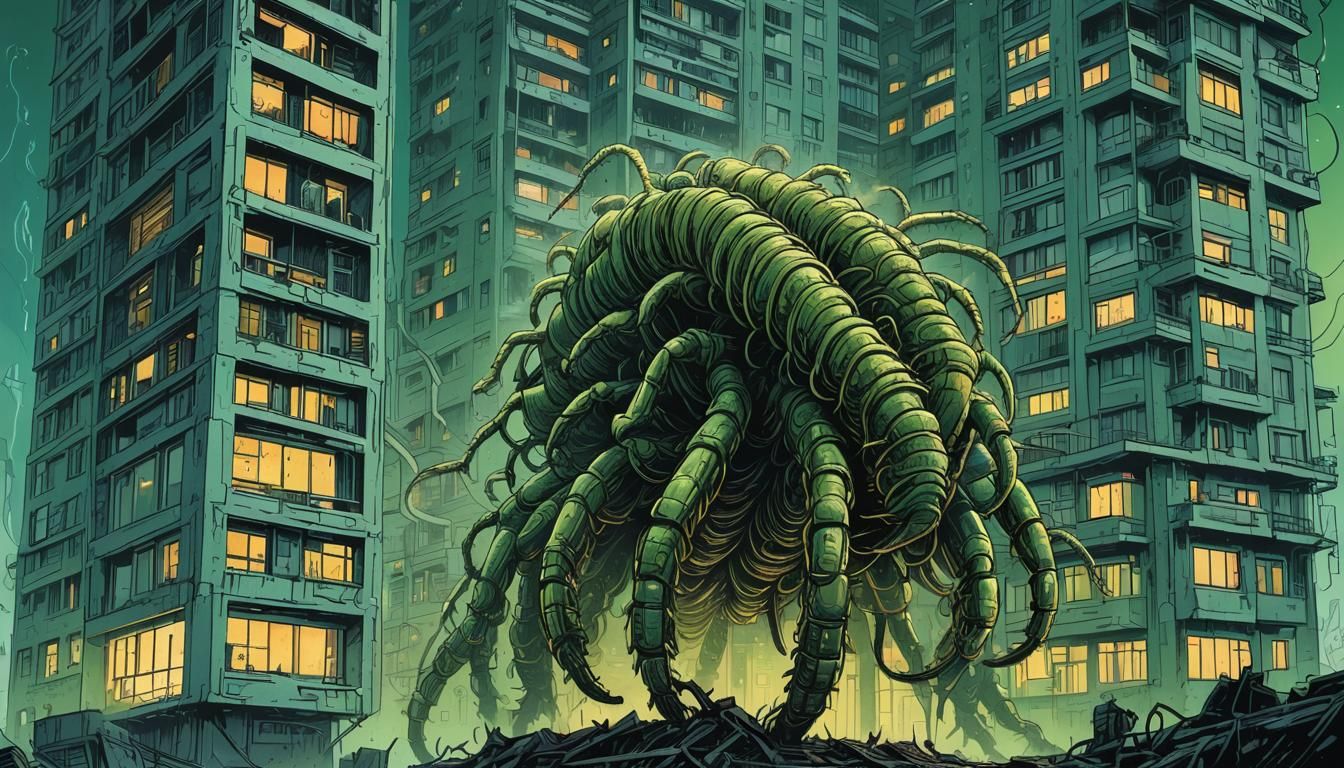 Mutated Centipede Climbs Chernobyl Building in Comic Book Ar...