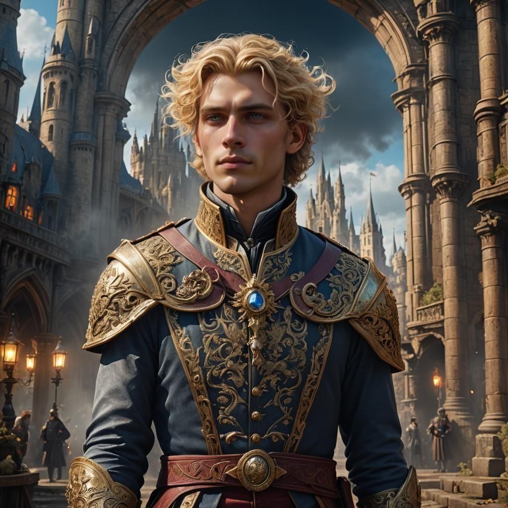 Young Fair-Haired Baron Portrait in Detailed Matte Painting