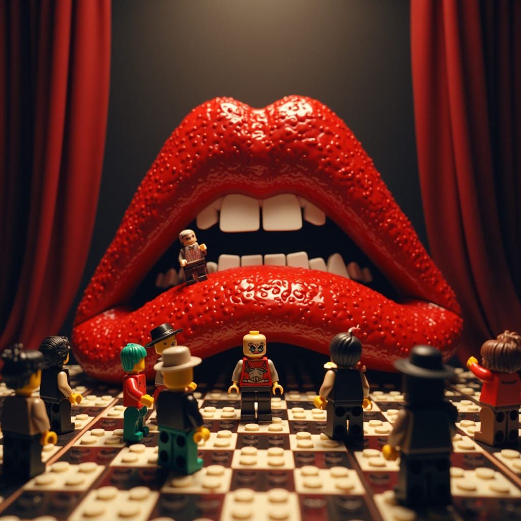 Lego Rocky Horror Masterpiece in Surreal Lowbrow Art Style