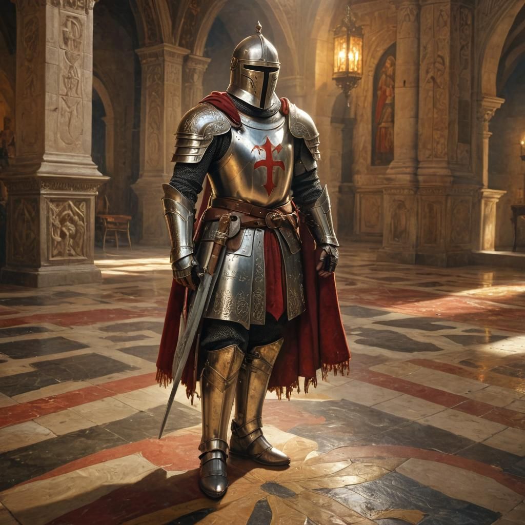 Templar Knight in Ornate Armor