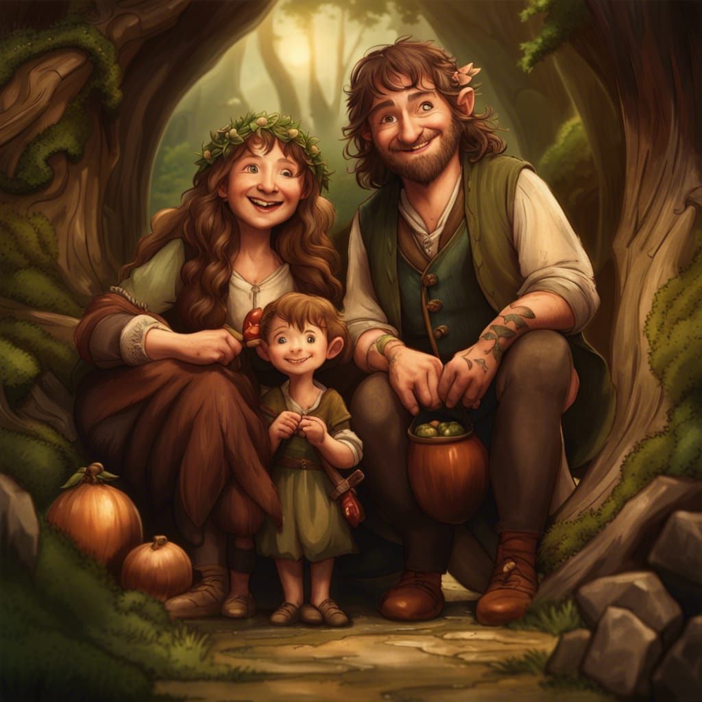 Happy Hobbit Family Portrait