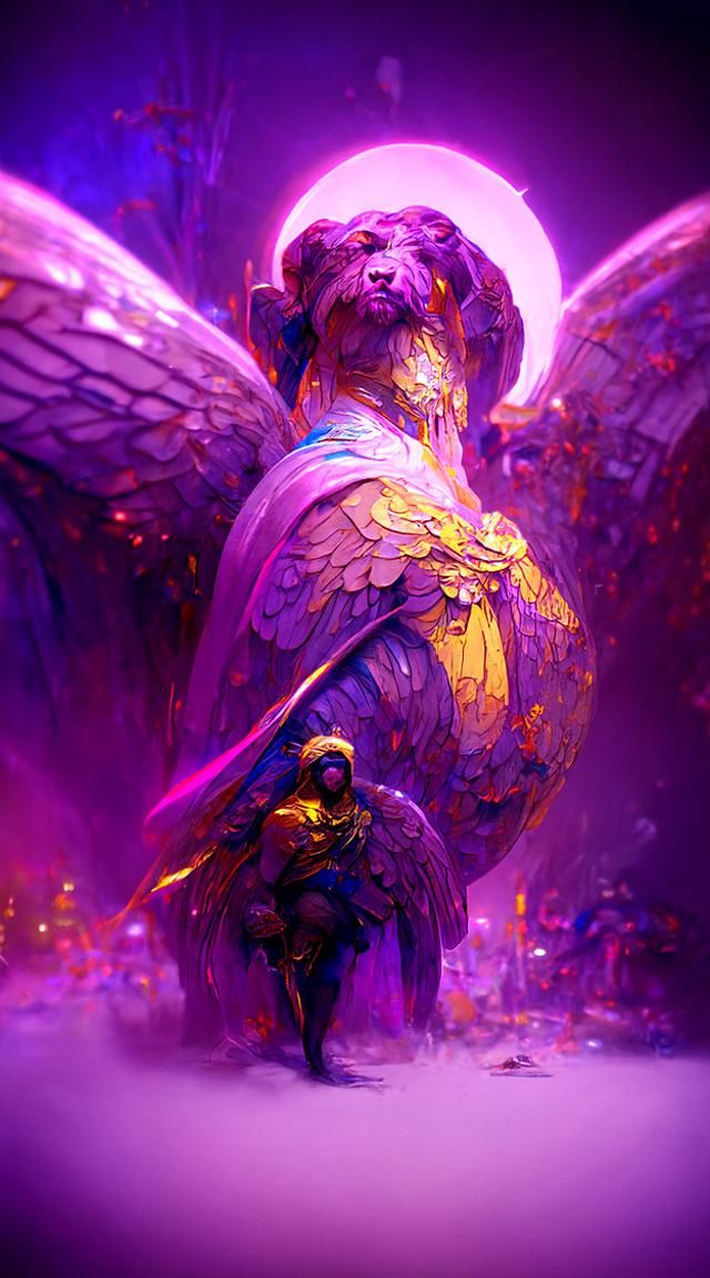 Angelic Protector of Animals in Dark Fantasy Style