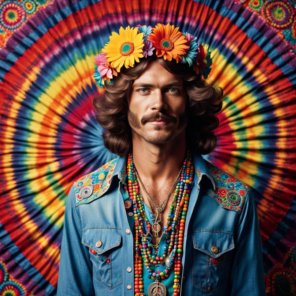 DJ, 1960s hippie man