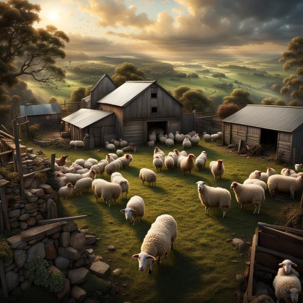Farmyard Scene: Detailed Digital Matte Painting