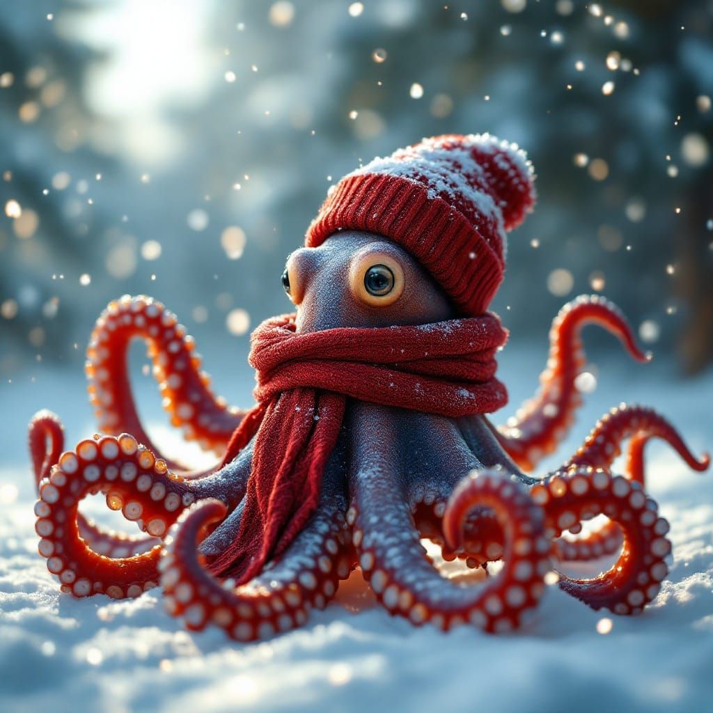 Majestic Octopus in Winter Wonderland