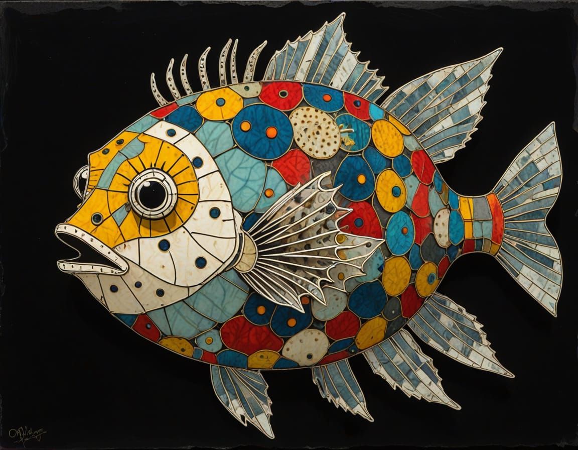 Vibrant Pufferfish in Mixed Media 3D Style