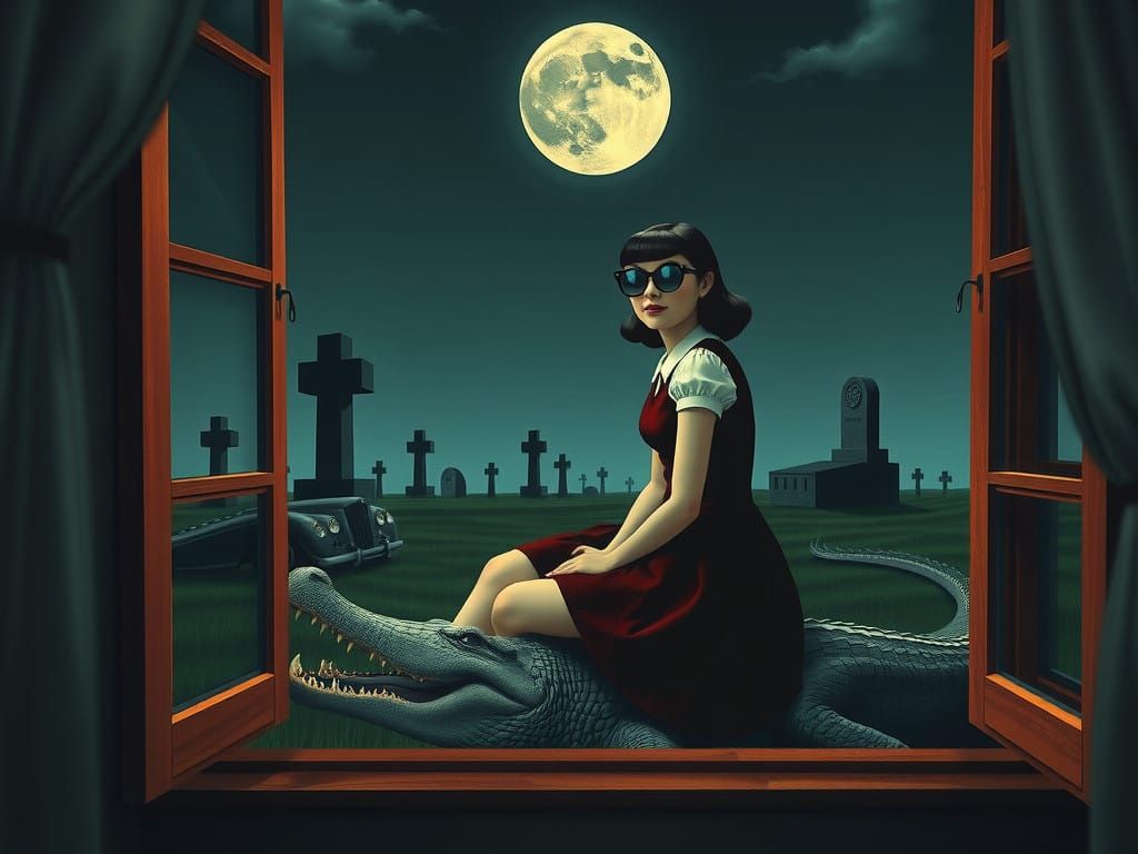 Dark Allure: Surrealist Scene of Mystery