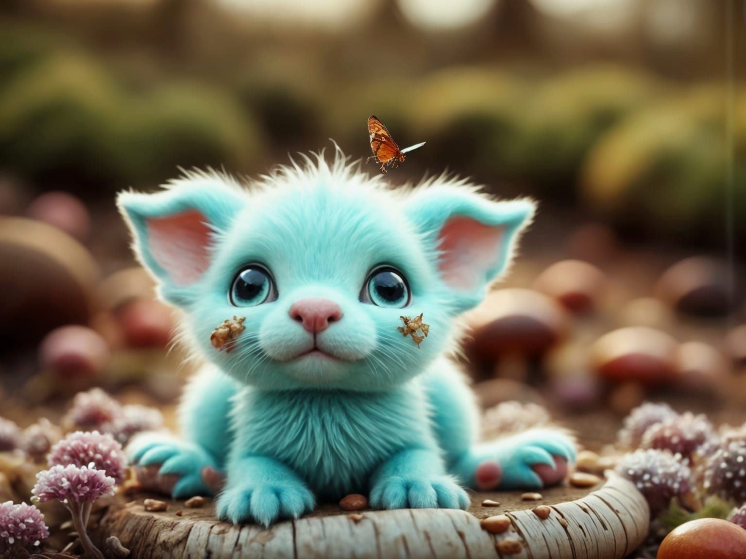 Cute Pale Blue Dragon Rabbit Hybrid in Forest Clearing