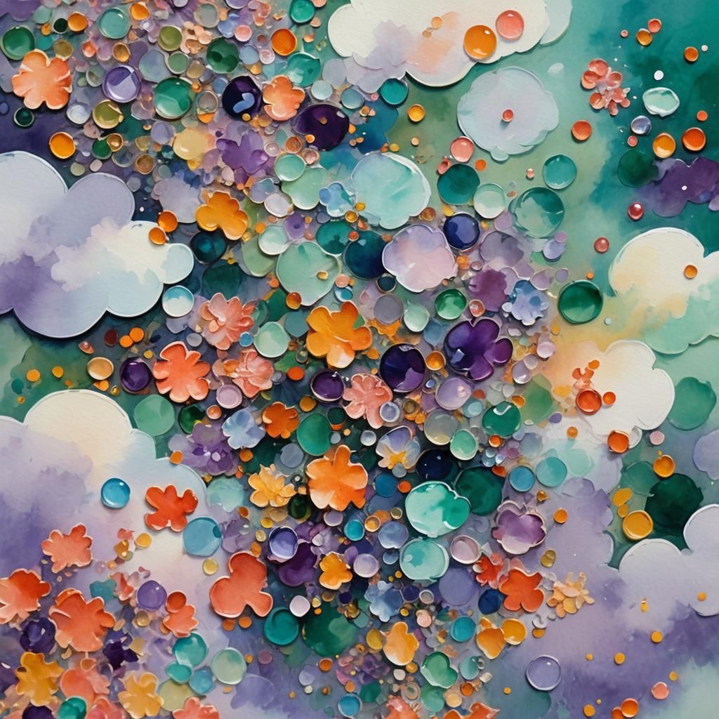 Spirit of Air in Gems: An Impressionist Gouache Painting