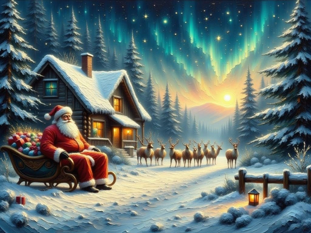 Christmas: Santa has prepared the sleigh, gathered his reindeer...