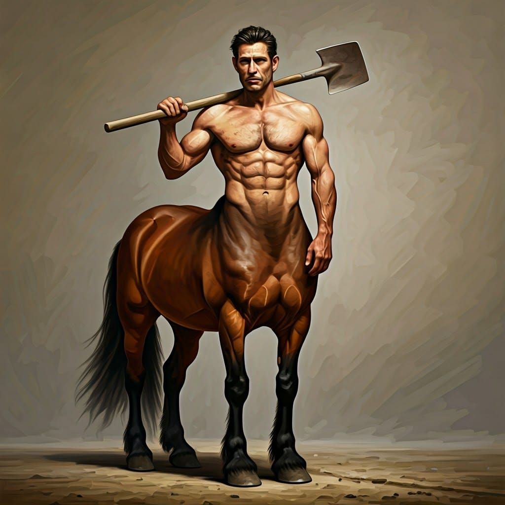 Centaur Farmer in Flemish Painting Style