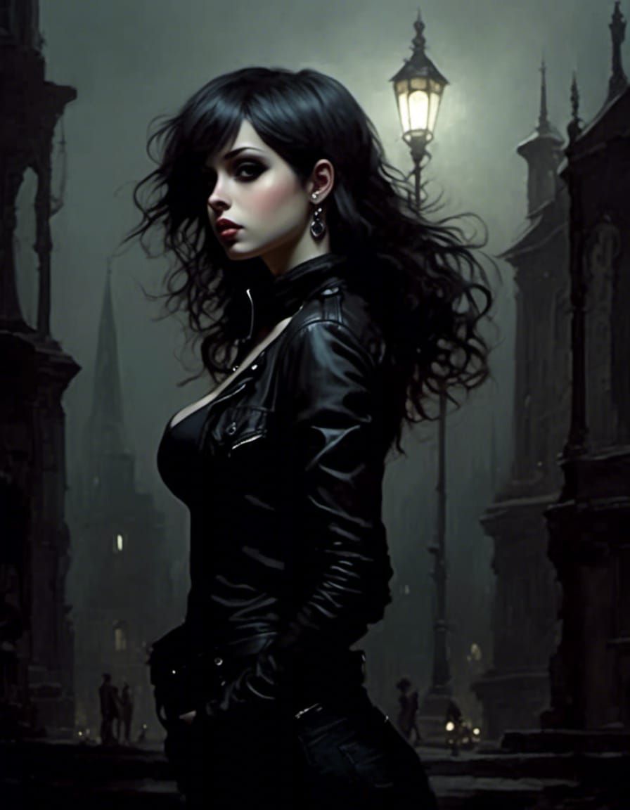 Emo Girl in Dark Fantasy Art Style