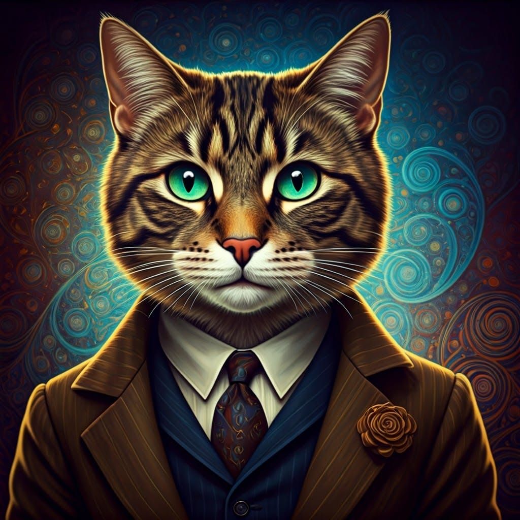 Feline Tenth Doctor in Steampunk Style