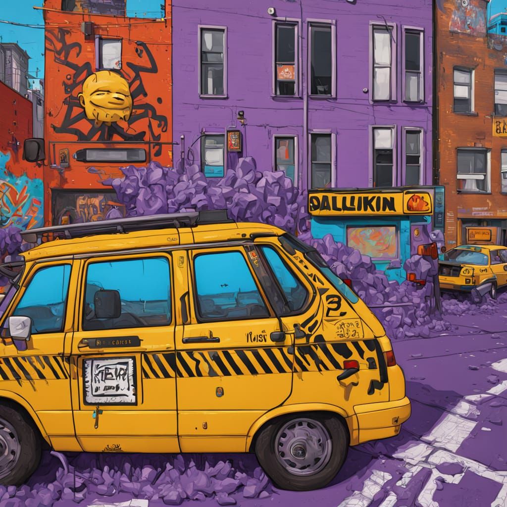 Majestic Purple Waterfall Street Art