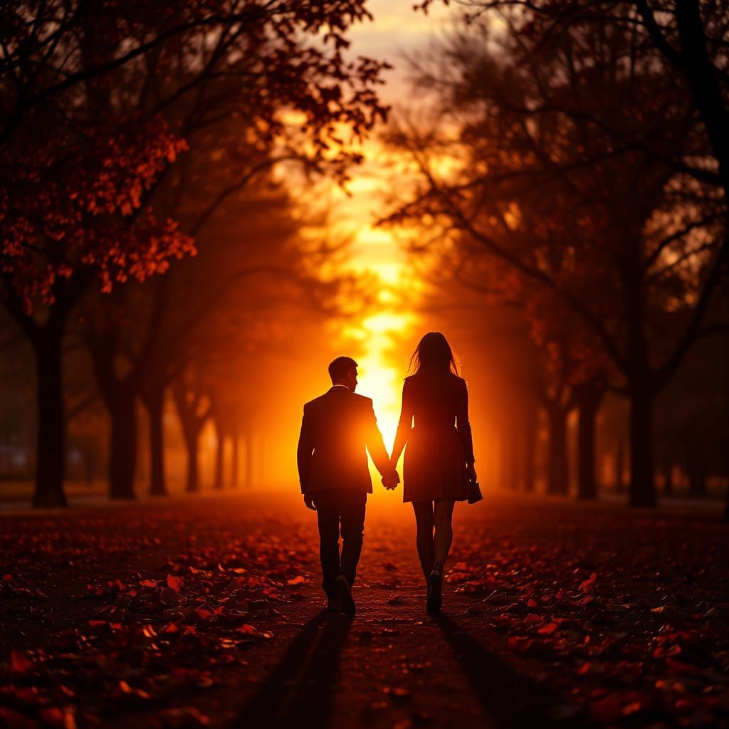 Romantic Autumn Sunset Walk in Cinematic Style