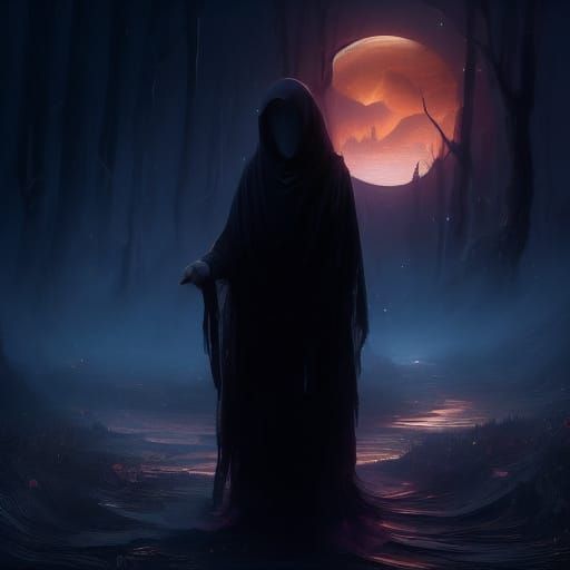 Mysterious Stranger Aglow with Love in Ethereal Landscape