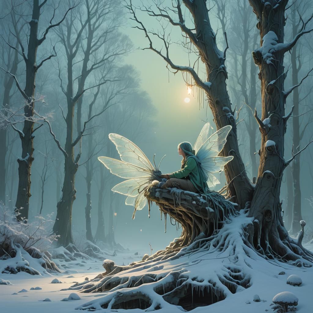 Enchanted Winter Fairy in Mystical Forest