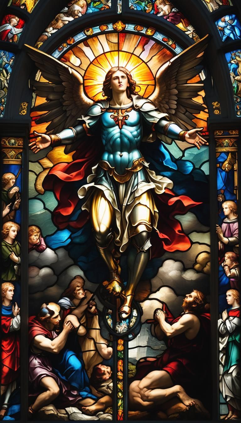 Archangel vs Devil in Stained Glass