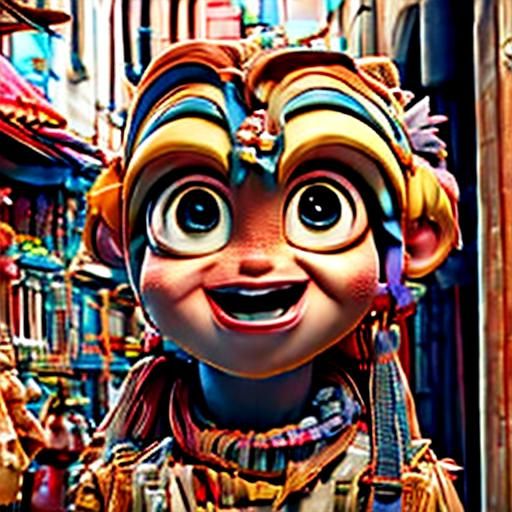 Sweet Girl Dancing in Pixar Animation Style