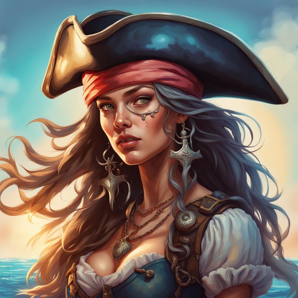Mermaid Pirate Captain in Dungeons and Dragons Style