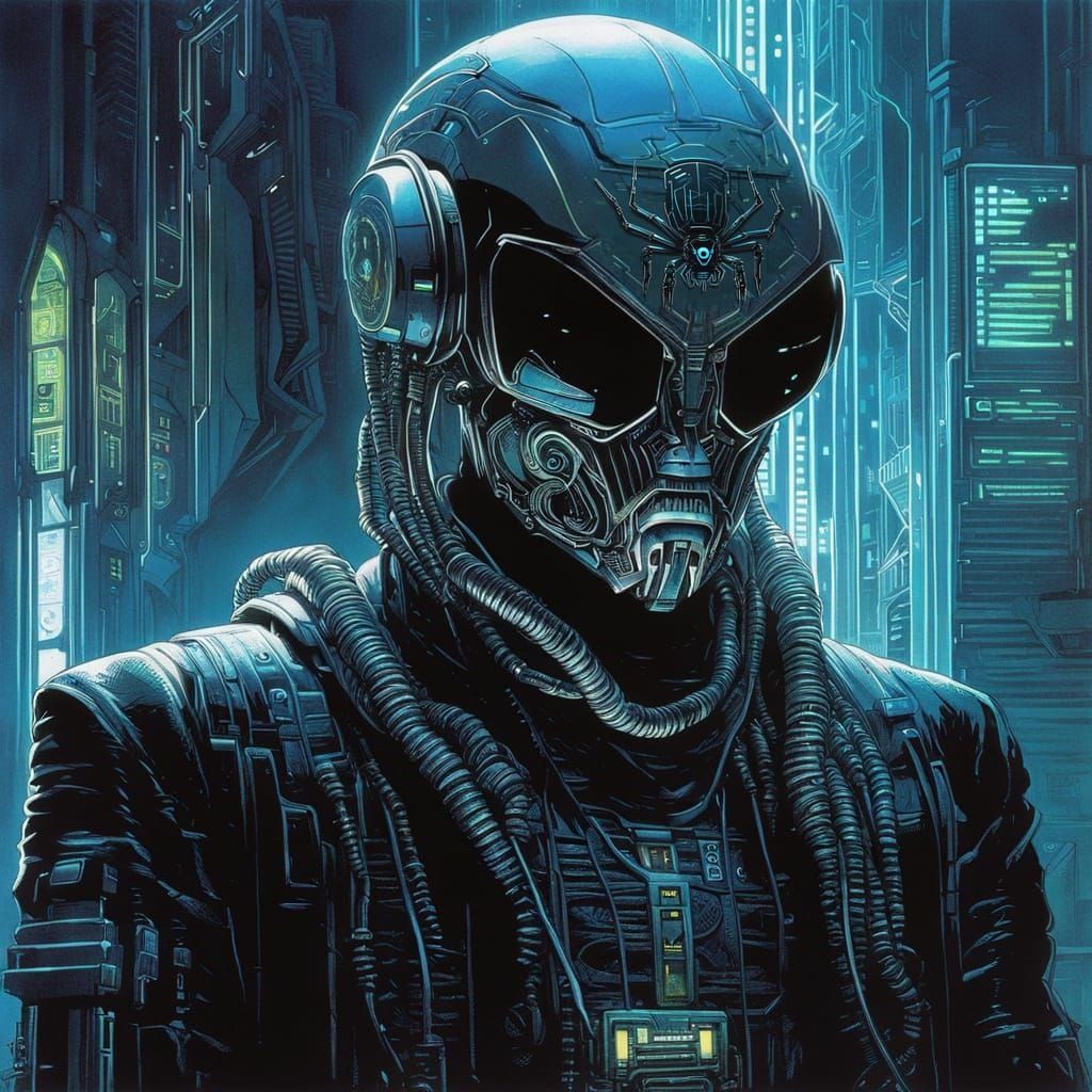 Spider Helmet in Cyberpunk Metallic Style