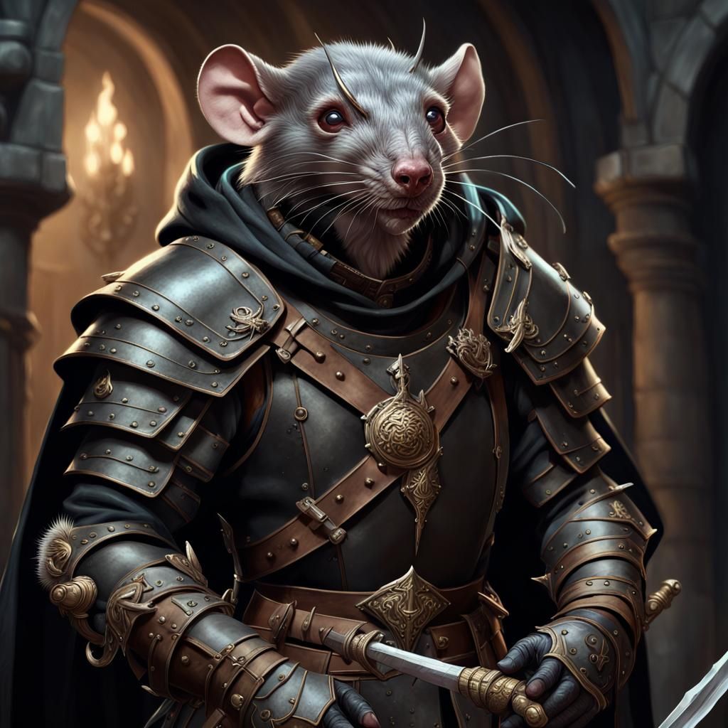 Ratfolk Warrior in Dark Fantasy Style