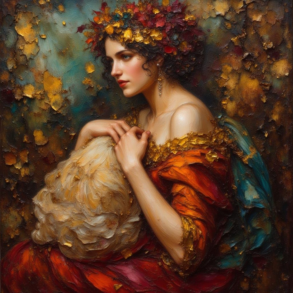 Nature Goddess in Baroque Style with Vivid Colors