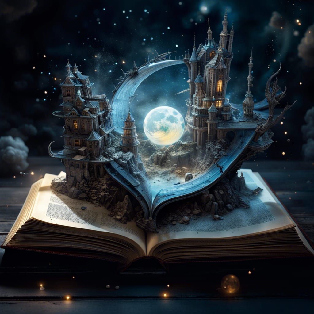 Sci-Fi World Emerges from Book, Digital Art