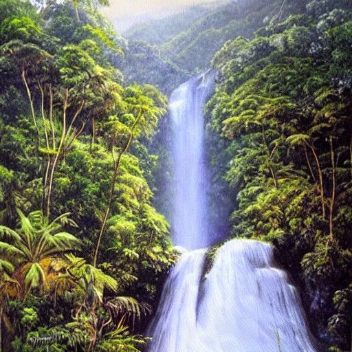Kawasan Falls Painting in James Gurney Style