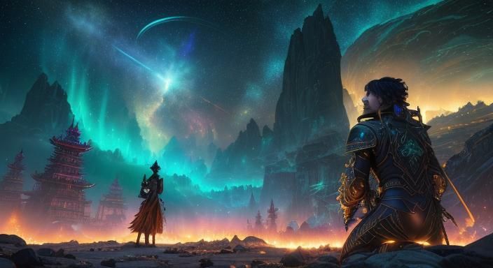 Cosmic Starscape in Gothic Game Cinematic Style