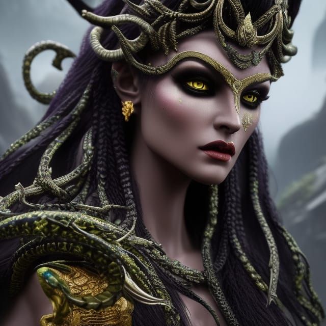Fierce Dark Elf Medusa in Elaborate Detail