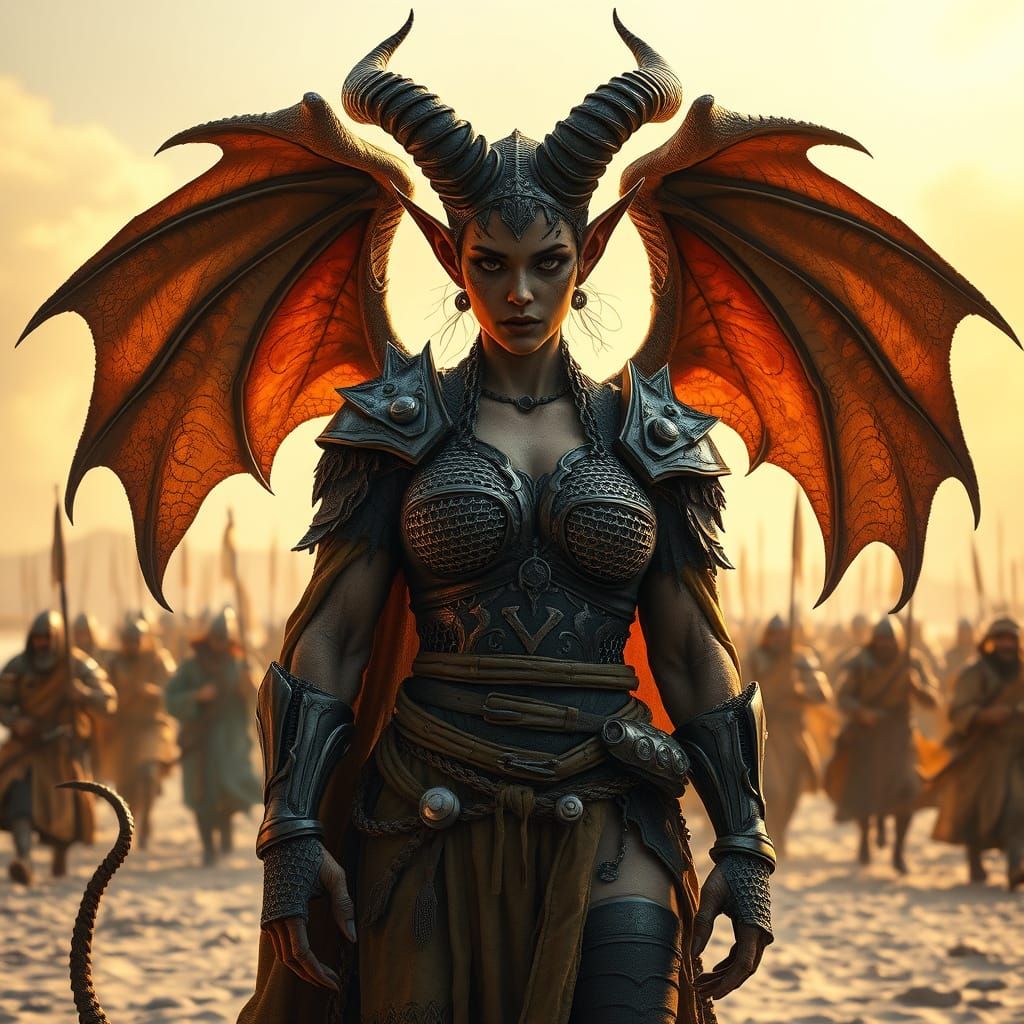 Ethereal Medieval Demoness Dominates the Beach in a Sea of M...