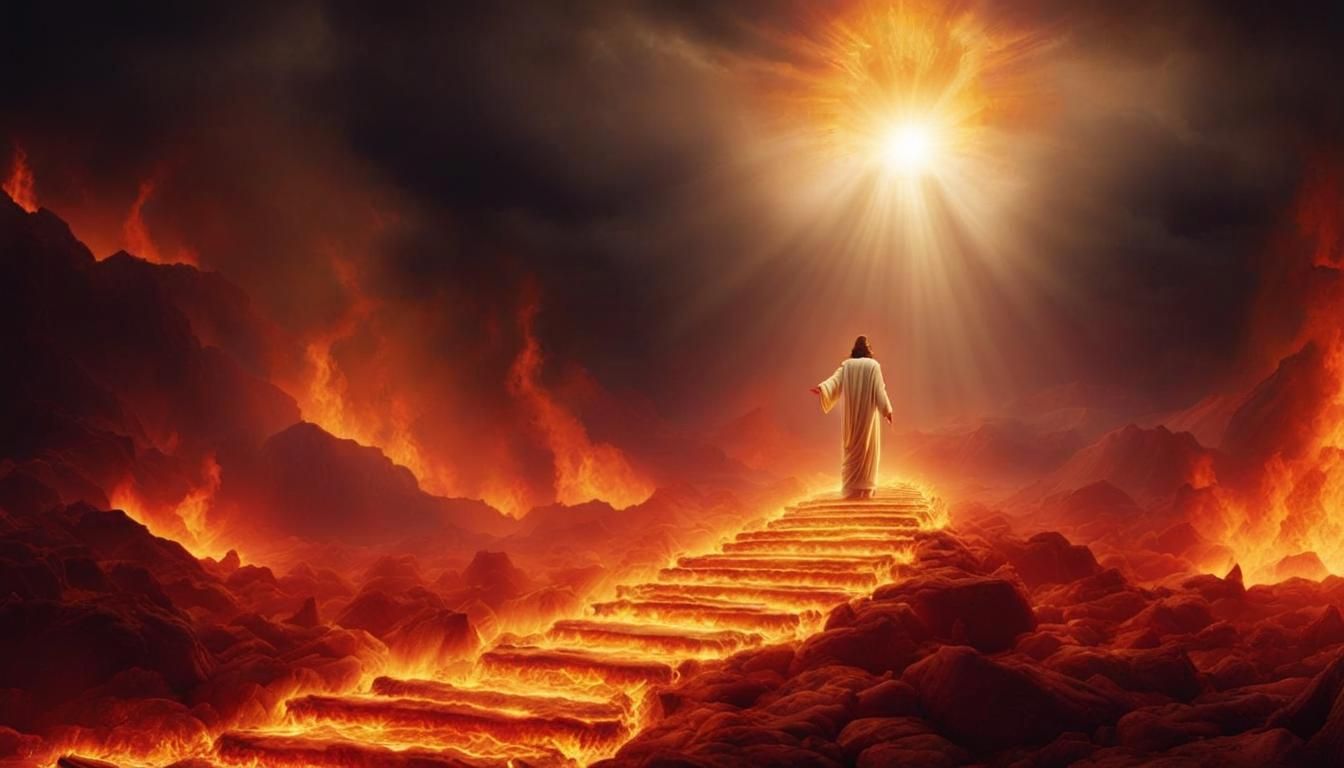 Dynamic Sunrays over Fiery Landscape Panorama