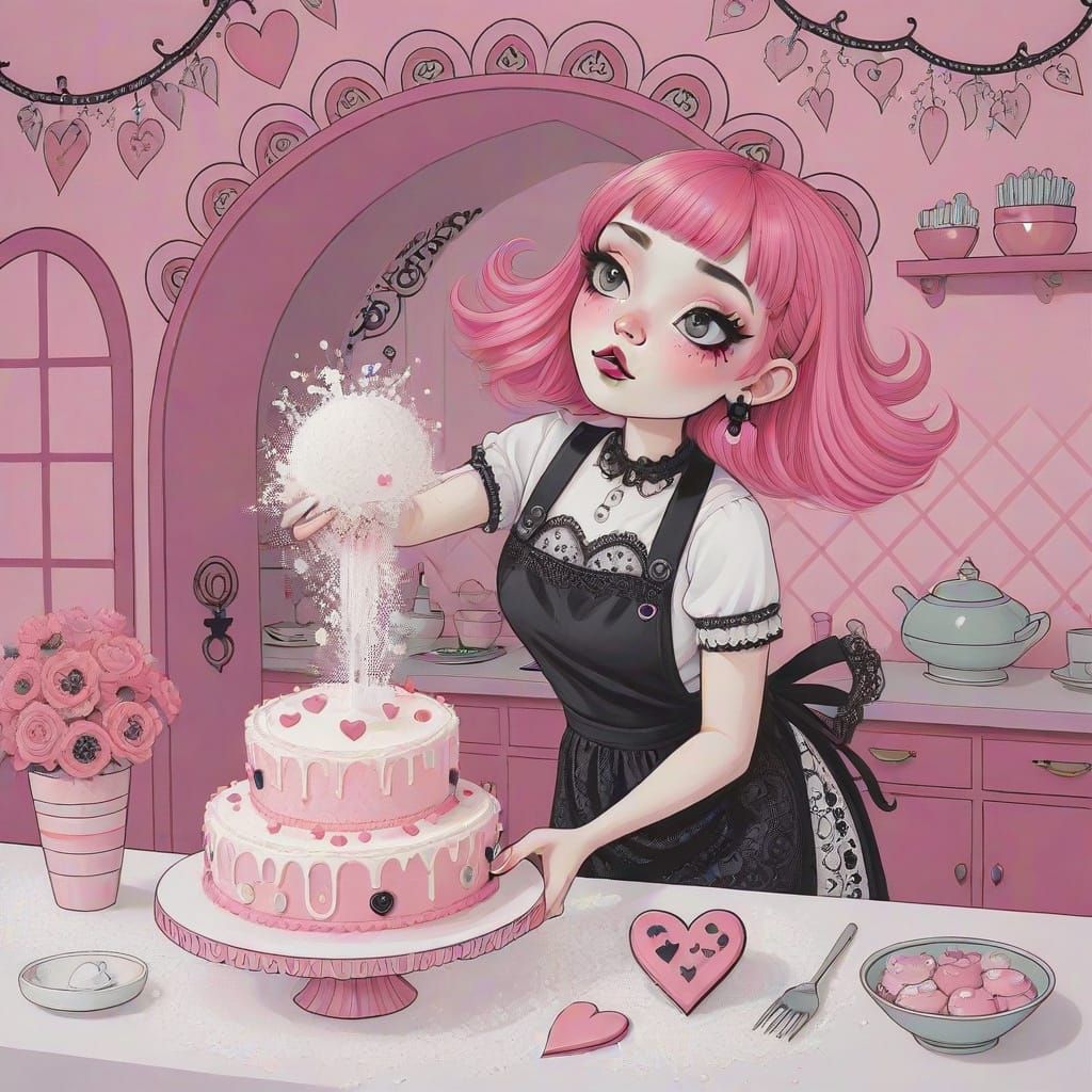 Gothic Pop Art Valentine's Day Cake