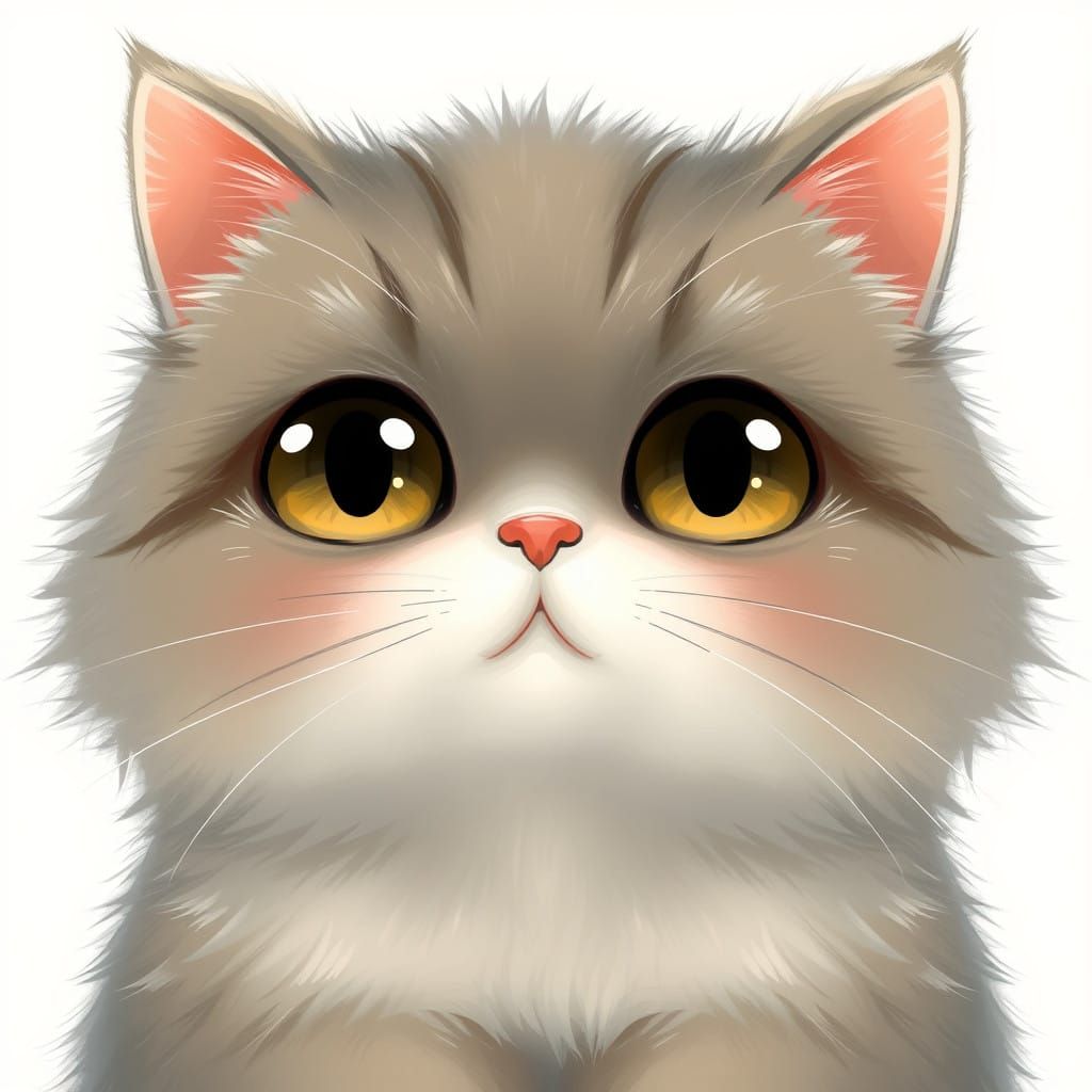 Whimsical Kawaii Cat with Delicate Pastel Colors