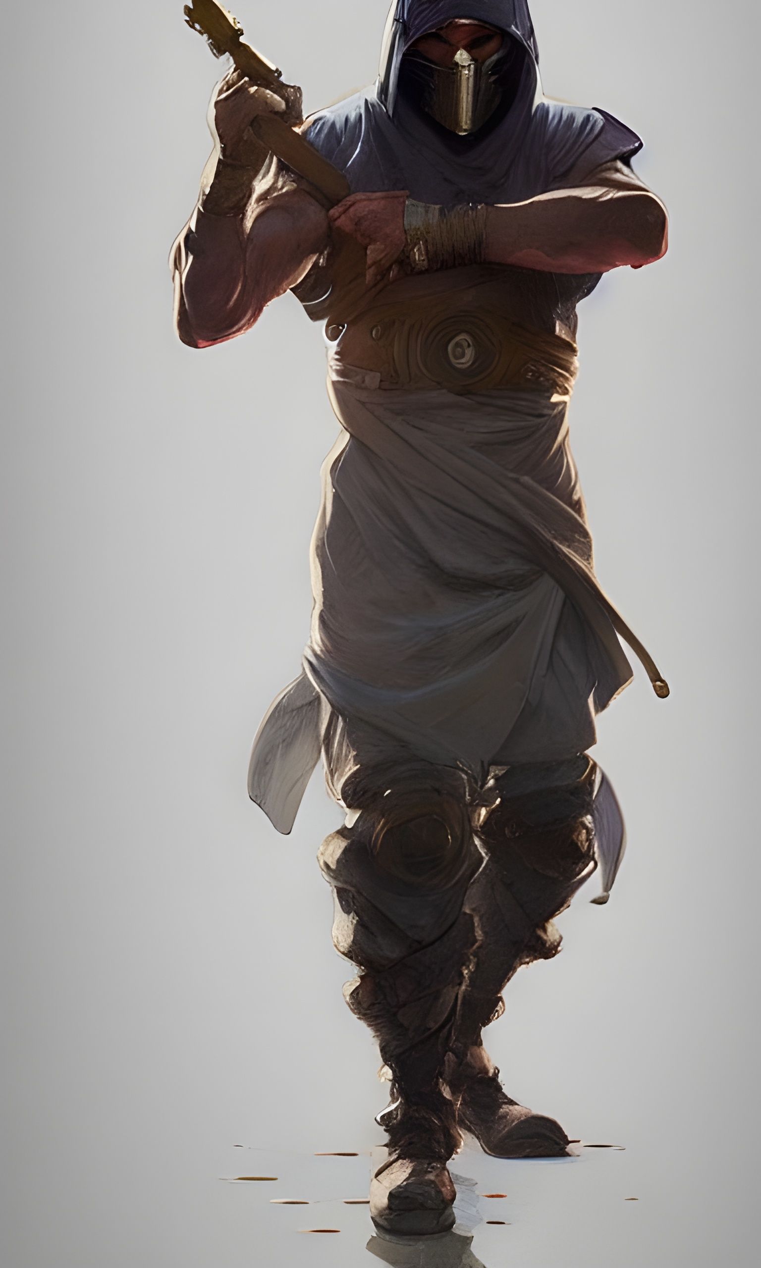 Hooded Ninja Concept Art in Hyperrealistic Style