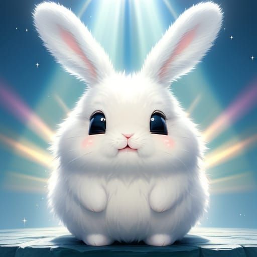 Cute Bunny with Beaming Eyes and Pleading Expression