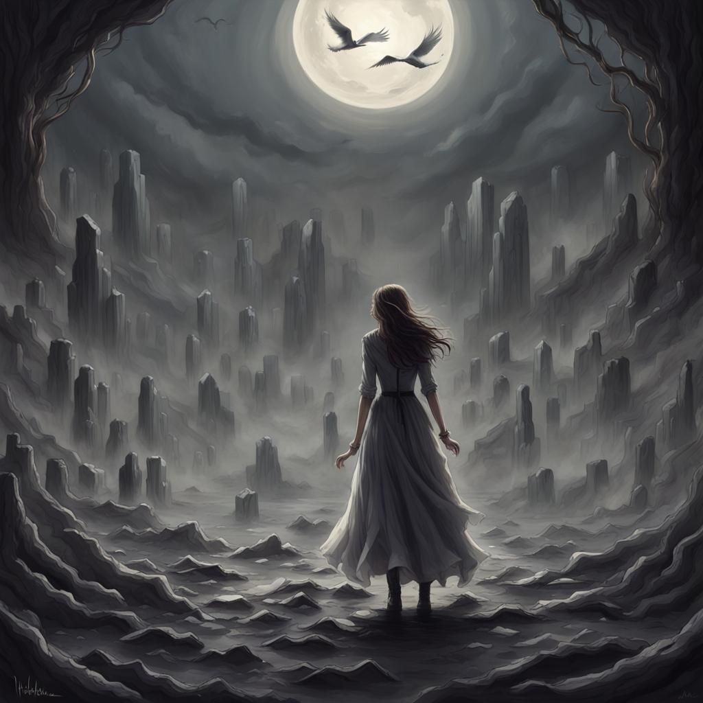 Abstract Soul's Journey Through Time and Darkness