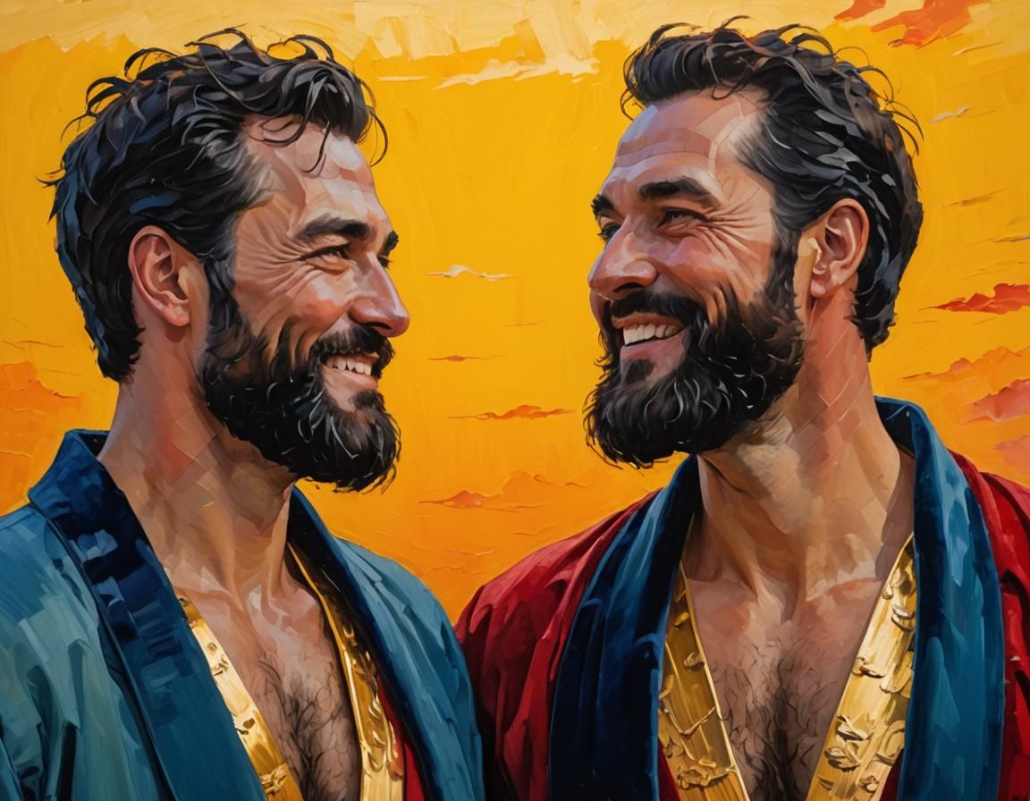 Impressionist Portrait: Two Men in Velvet Robes