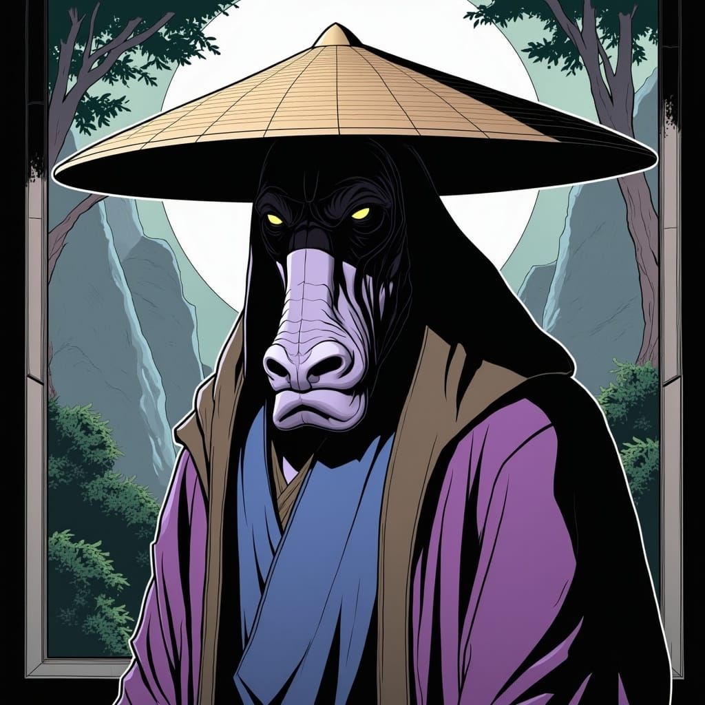 Mysterious Bull-like Being in Ukiyo-e Style