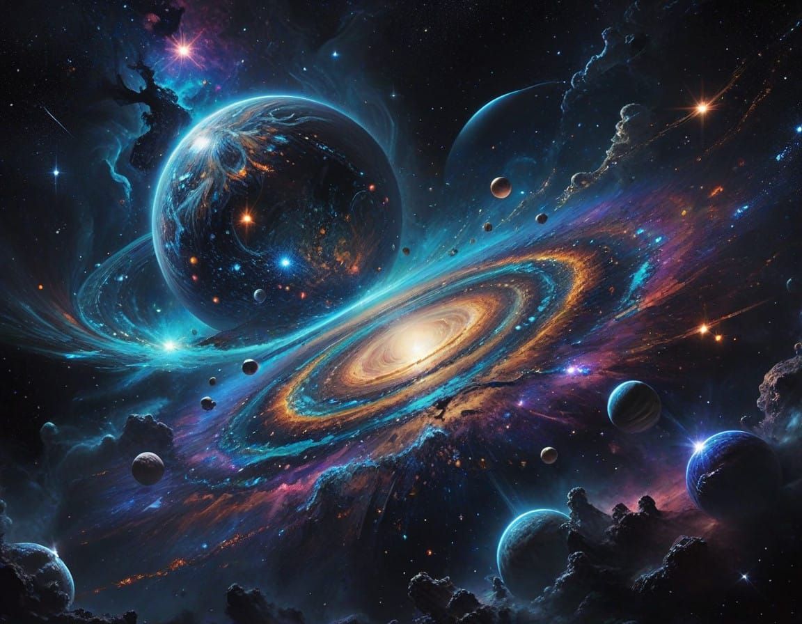 Starry Galaxy in Vibrant Cosmic Colors