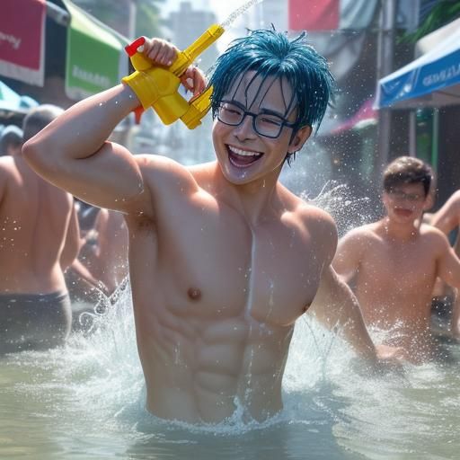 Android Hunk Celebrates Songkran Festival in Bangkok
