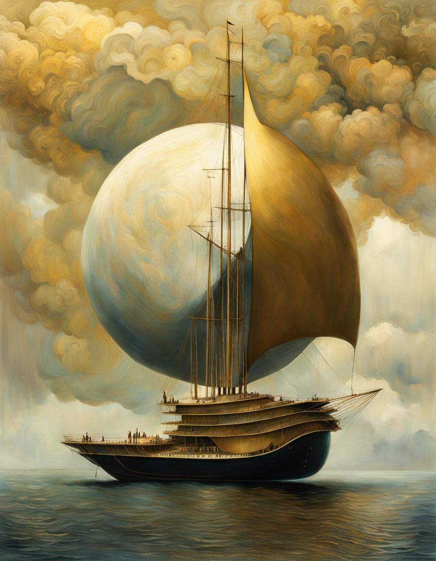 Abstract Gold Swirls in Magical Realism Style