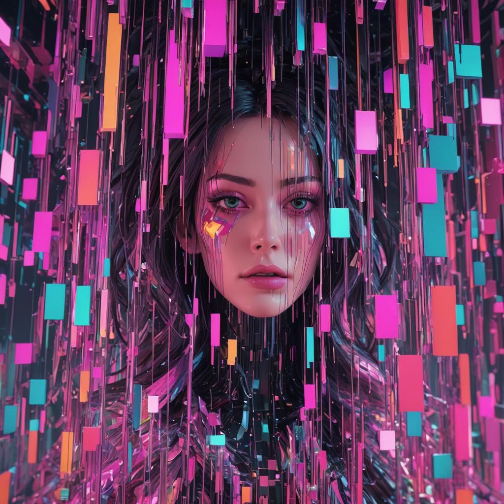 Fabulous Glitch Screen in Synthwave Style