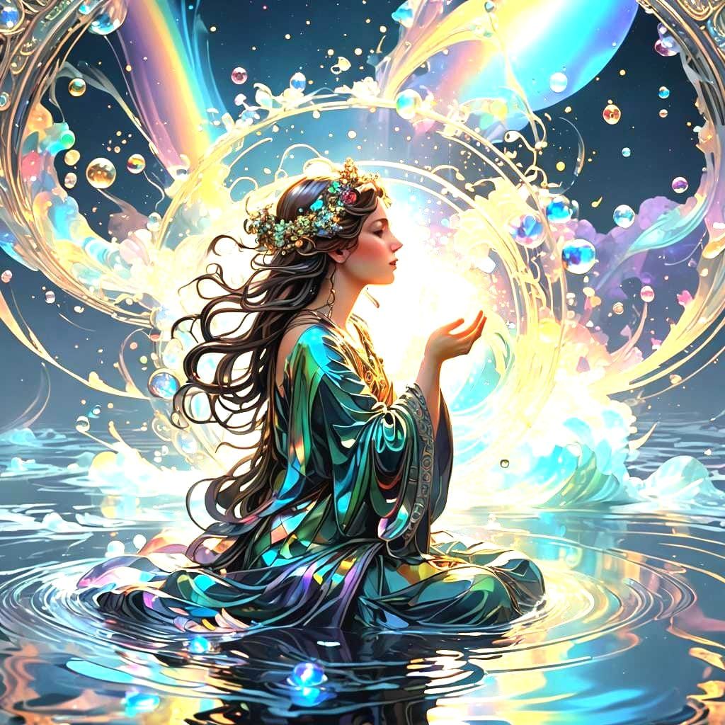 Iridescent Sky Spell in Art Nouveau Style