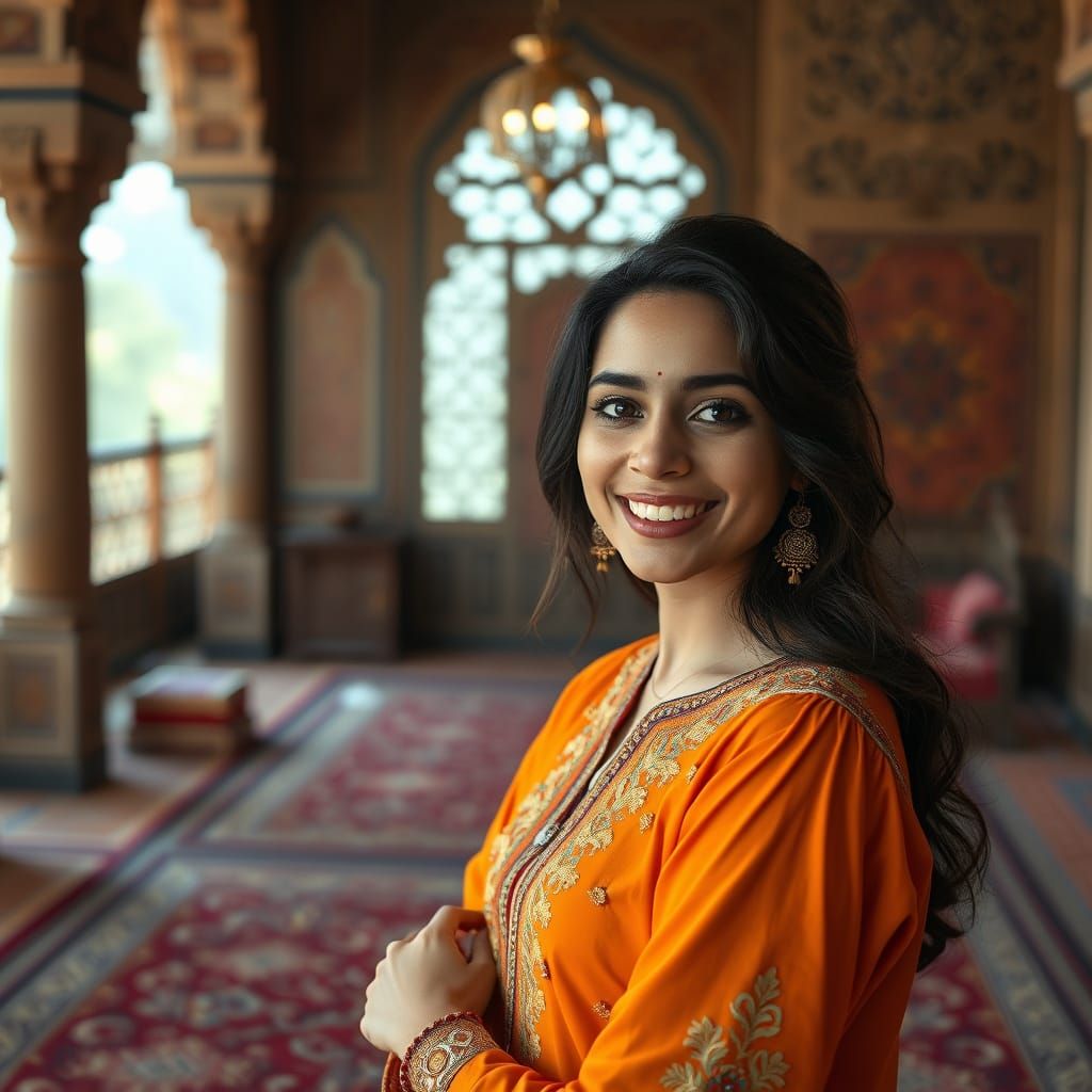 Vibrant Pakistani Beauty in Traditional Setting